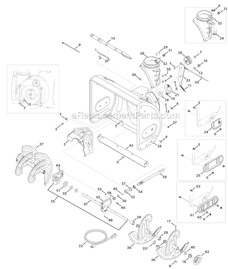 Auger and Housing Diagram and Parts List for 31AM63LF701 2010 Yard Man Snow Blower